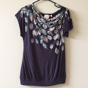 ANTHROPOLOGIE Vanessa Virginia Gold Leaf Blouse